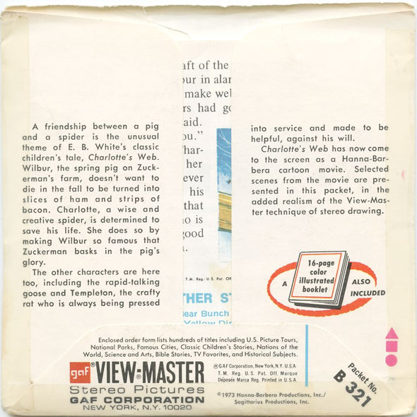 10 ANDREW - Charlotte's Web - View-Master 3 Reel Economy Packet - vintage - B321-G3A Packet 3dstereo 