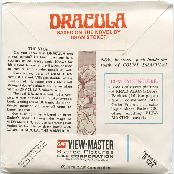 6 ANDREW - Dracula - View-Master 3 Reel Packet - 1976 - vintage - B324-G5A Packet 3dstereo 