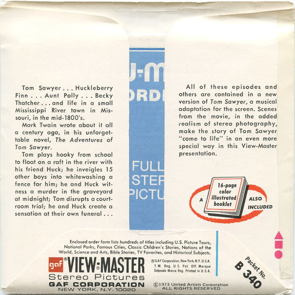 6 ANDREW - Tom Sawyer - View-Master 3 Reel Packet - 1973 - vintage - B340-G1A Packet 3dstereo 