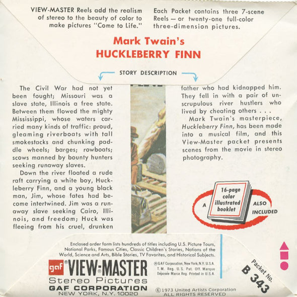 5 ANDREW - Mark Twain's Huckleberry Finn - View-Master 3 Reel Packet - vintage - B343-G3A Packet 3dstereo 