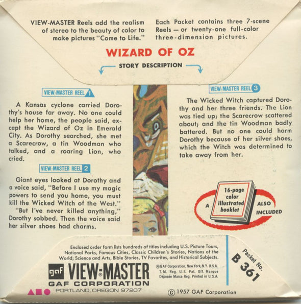 7 ANDREW - Wizard of Oz - View-Master 3 Reel Packet - vintage - B361-G1A Packet 3dstereo 