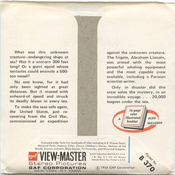 6 ANDREW - 20,000 Leagues Under The Sea - View-Master 3 Reel Packet - 1954 - vintage - B370-G3A Packet 3dstereo 