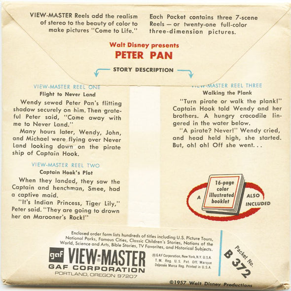 6 ANDREW - Peter Pan - View-Master 3 Reel Packet - 1957 - vintage - B372-G1A Packet 3dstereo 