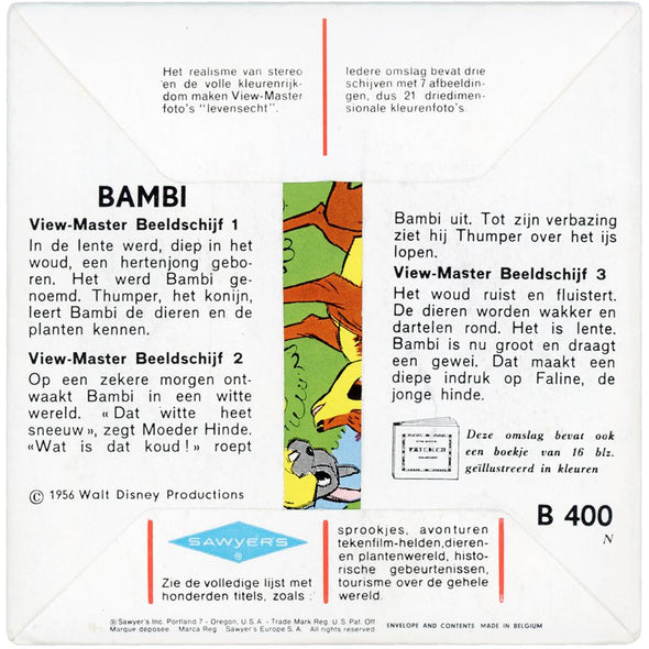 Bambi - Clay Figure Art - View-Master 3 Reel Packet - vintage - B400N-S5 Packet 3Dstereo 