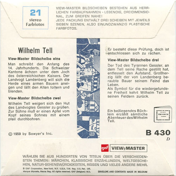 5 ANDREW - Wilhelm Tell - View-Master 3 Reel Packet - 1959 - vintage - B430D-BG1 Packet 3dstereo 