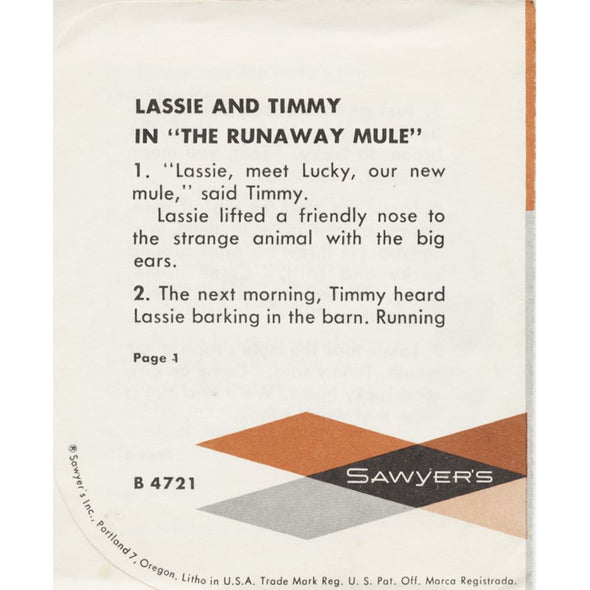 5 ANDREW - Lassie and Timmy in Runaway Mule - View-Master - Single Reel Pack - vintage - B4721 Packet 3dstereo 