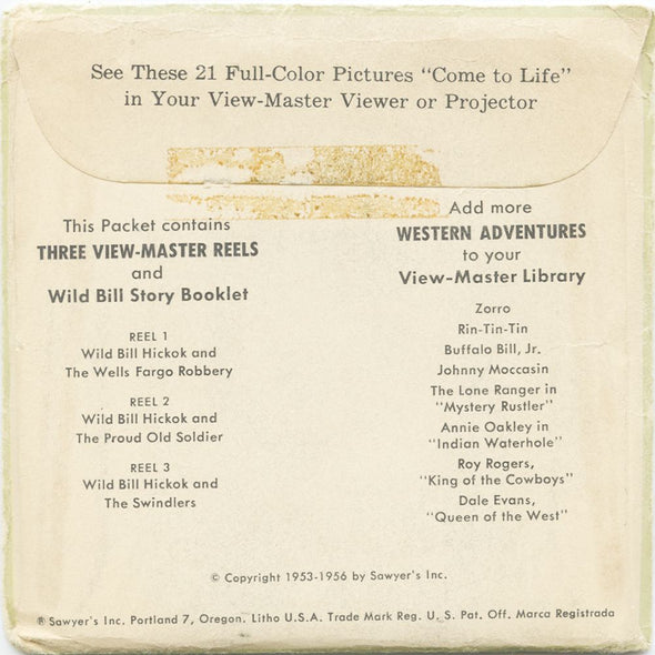 10 ANDREW - Wild Bill Hickok - View-Master 3 Reel Economy Packet - vintage - B473-S4 Packet 3dstereo 