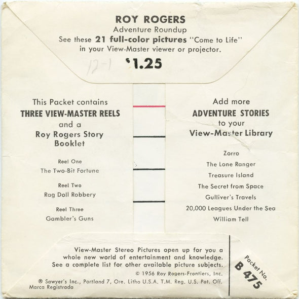 5 ANDREW - Roy Rogers - View-Master 3 Reel Packet - vintage - B475-S5 Packet 3dstereo 