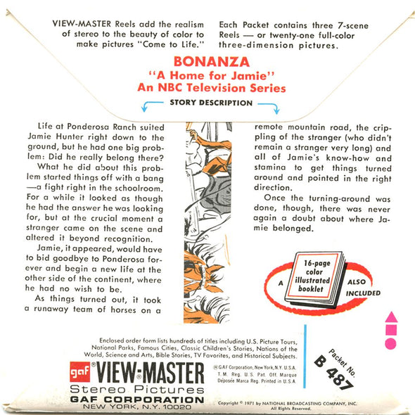 4 ANDREW - Bonanza - View-Master 3 Reel Packet - vintage - B487-G3A Packet 3dstereo 