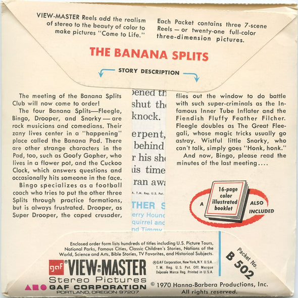 6 ANDREW - The Banana Splits - View-Master 3 Reel Packet - 1970 - vintage - B502-G1A Packet 3dstereo 