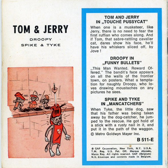 DALIA - Tom and Jerry - Droopy Spike and Tyke - View-Master 3 Reel Packet - vintage - B511-E-BG1 Packet 3dstereo 