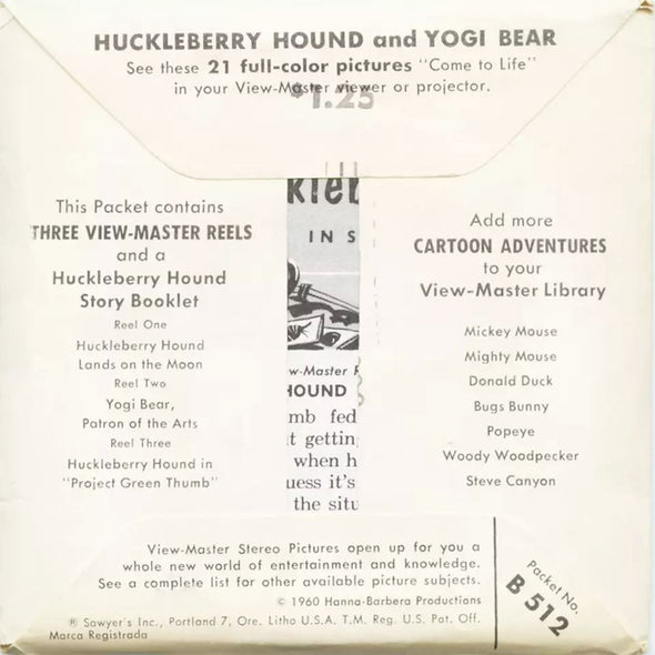 5 ANDREW - Huckleberry Hound and Yogi Bear - View-Master 3 Reel Packet - vintage - B512-S5 Packet 3dstereo 