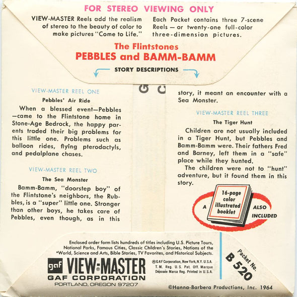 6 ANDREW - Flintstones Pebbles and Bamm-Bamm - View-Master 3 Reel Packet - 1964 - vintage - B520-G1A Packet 3dstereo 