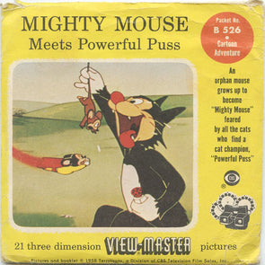 7 ANDREW - Mighty Mouse - View-Master 3 Reel Packet - 1958 - vintage - B526-S4 Packet 3dstereo 