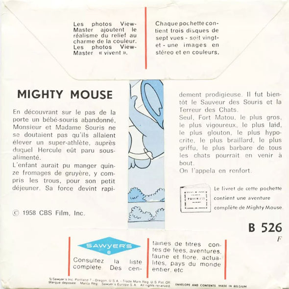 5 ANDREW - Mighty Mouse - View-Master 3 Reel Packet - vintage - B526F-BS6 Packet 3dstereo 