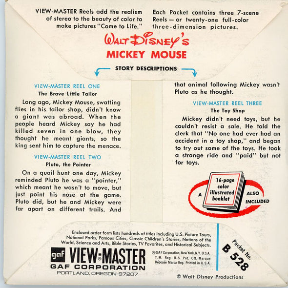 6 ANDREW -Mickey Mouse - View-Master 3 Reel Packet - vintage - B528-G1A Packet 3dstereo 