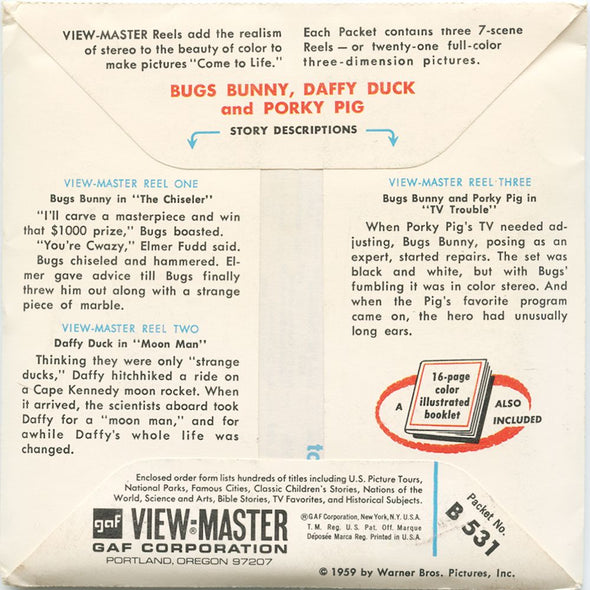 7 ANDREW - Bugs Bunny - View-Master 3 Reel Packet - vintage - B531-G1A Packet 3dstereo 