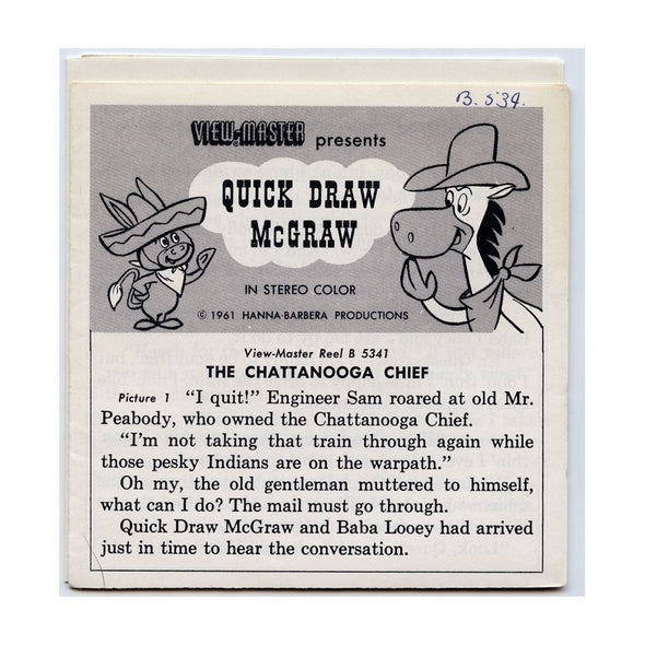 Quick Draw McGraw - View-Master 3 Reel Packet - 1960s - vintage -(PKT-B534-S5) Packet 3Dstereo 