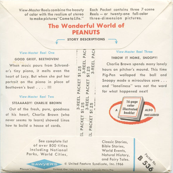 7 ANDREW - Peanuts - View-Master 3 Reel Packet - vintage - B536-S6A Packet 3dstereo 