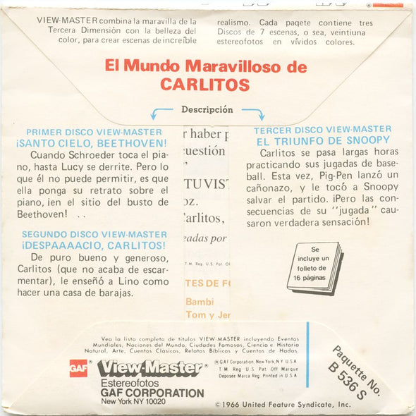 10 ANDREW - Carlitos (Charlie Brown) - View-Master 3 Reel Economy Packet - vintage - B536S Packet 3Dstereo 