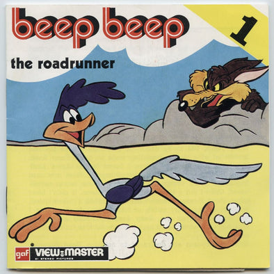 Beep Beep The Road Runner - View-Master 3 Reel Packet - vintage - (PKT-B538-E-BG1) Packet 3Dstereo 