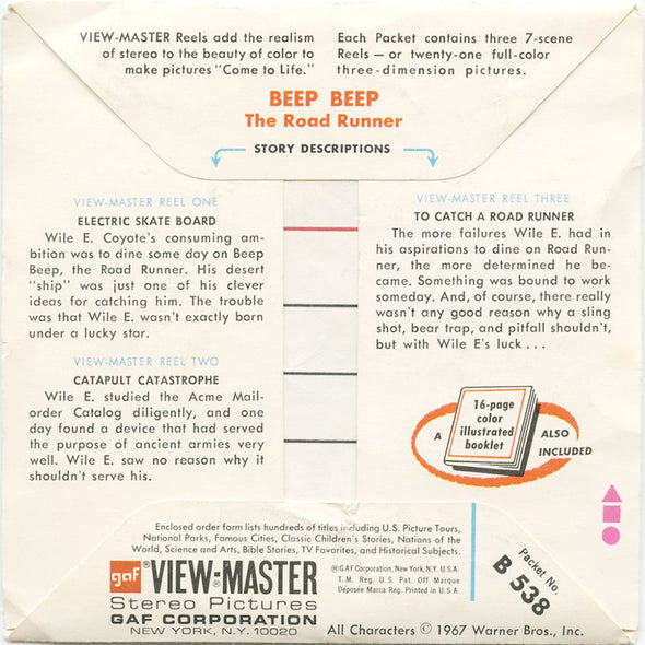 7 ANDREW - Beep Beep - View-Master 3 Reel Packet - 1967 - vintage - B538-G3A Packet 3dstereo 