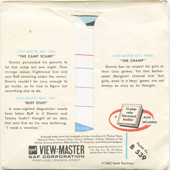 9 ANDREW- Dennis the Menace- View-Master 3 Reel Packet - vintage - B539-G1A Packet 3Dstereo 