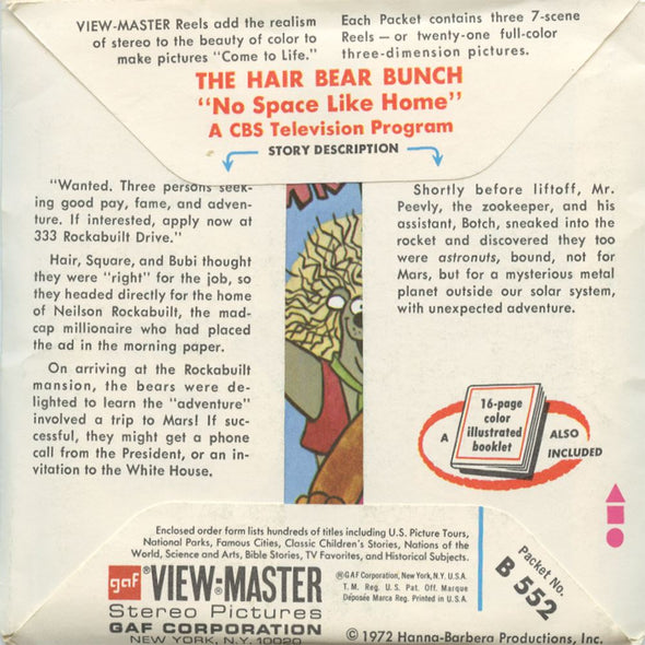 5 ANDREW - Hair Bear Bunch - View-Master 3 Reel Packet - vintage - B552-G3A Packet 3dstereo 