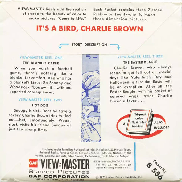 5 ANDREW - It's a Bird Charlie Brown - View-Master 3 Reel Packet - vintage - B556-G5A Packet 3dstereo 