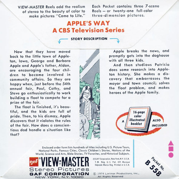 4 ANDREW - Apple's Way - View-Master 3 Reel Packet - 1974 - vintage - B558-G3A Packet 3dstereo 