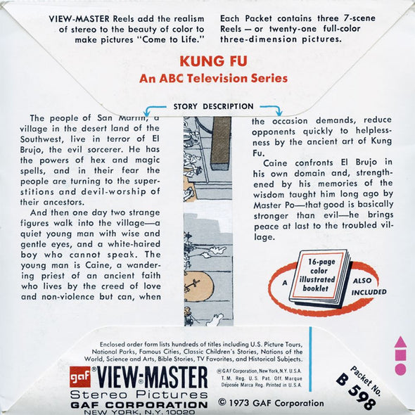 4 ANDREW - Kung Fu - View-Master 3 Reel Packet - 1973 - vintage - B598-G3A Packet 3dstereo 
