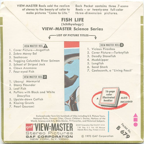 9 ANDREW - Fish Life - View-Master 3 Reel Economy Packet - vintage - B679-G3A Packet 3Dstereo 
