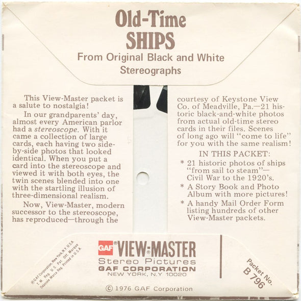 10 ANDREW - Old-Time Ships - View-Master 3 Reel Economy Packet - vintage - B796-G5 Packet 3dstereo 