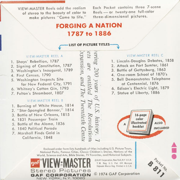 5 ANDREW - Forging a Nation - 1787 to 1886 - View-Master 3 Reel Packet - vintage - B811-G3A Packet 3dstereo 