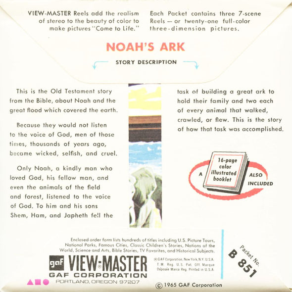 6 ANDREW - Noah's Ark - View-Master - Vintage - 3 Reel Packet - B851-G1A 3Dstereo 