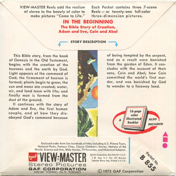 In The Beginning - View-Master 3 Reel Packet - 1972 - vintage - B855-G3A Packet 3dstereo 