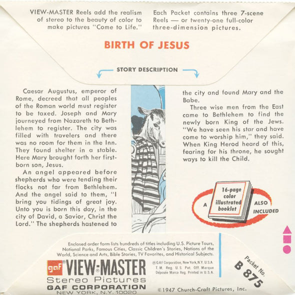 6 ANDREW - Birth of Jesus - View-Master - Vintage - 3 Reel Packet - B875-G3A 3Dstereo 