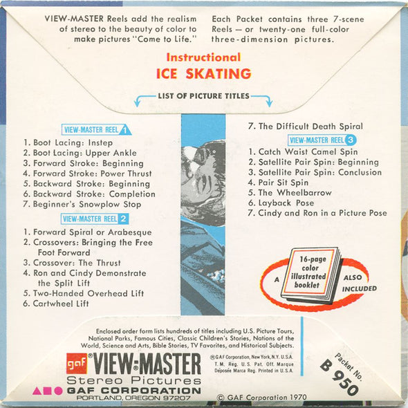 Instructional Ice Skating - View-Master 3 Reel Packet - 1970 - vintage - B950-G1A Packet 3dstereo 