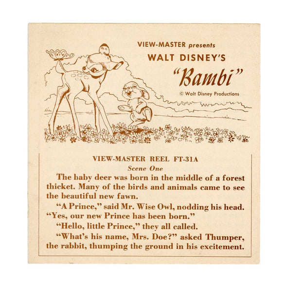 Bambi - early packet design - View-Master 3 Reel Packet - vintage - B400-S3 PKT 3Dstereo 