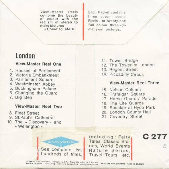 7 ANDREW - London - View-Master 3 Reel Packet - vintage - C277E-BS6 Packet 3dstereo 