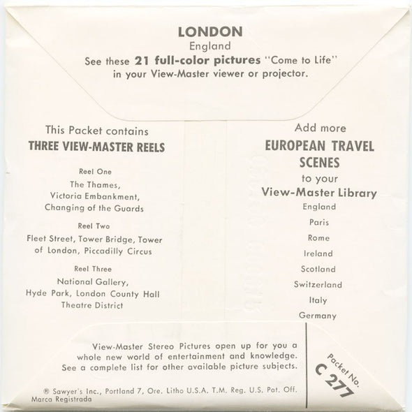 10 ANDREW - London - View-Master 3 Reel Economy Packet - vintage - (C277-S5) Packet 3dstereo 