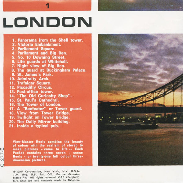 5 ANDREW - London - View-Master 3 Reel Packet - vintage - C277E-BG3 Packet 3dstereo 