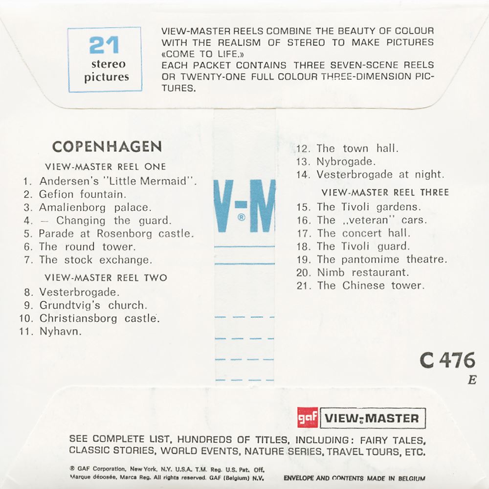 View Master Packet Copenhagen - View-Master 3 Reel Packet - vintage - C476E-BG1 – 3Dstereo.com