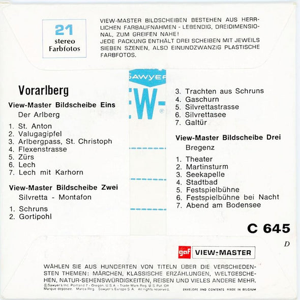 4 ANDREW - Vorarlberg - View-Master 3 Reel Packet - vintage - C645D-BG1 Packet 3dstereo 