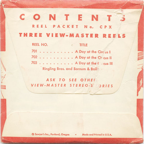 10 ANDREW - A Day At The Circus - View-Master 3 Reel Packet - vintage - 701,702,703-S1 Packet 3dstereo 