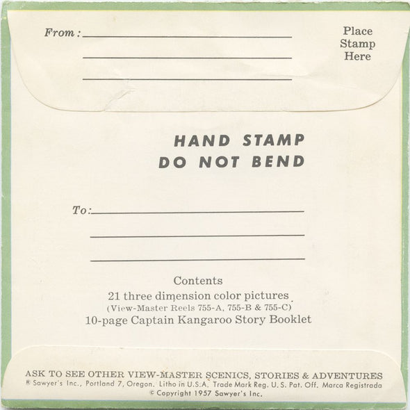 10 ANDREW - Captain Kangaroo - View-Master 3 Reel Economy Packet - vintage - 755-A,B-C-S4 Packet 3dstereo.com 