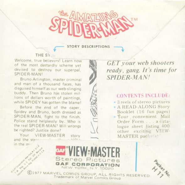 6 ANDREW - The Amazing Spider-Man - View-Master 3 Reel Packet - 1970s - vintage - H11-G5 Packet 3Dstereo 