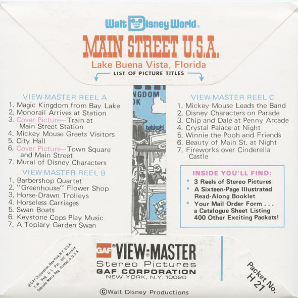 5 ANDREW - Main Street U.S.A - View-Master 3 Reel Packet - vintage - H21-G5 Packet 3dstereo 
