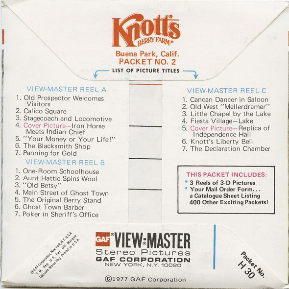 5 ANDREW - Knott's Berry Farm - Packet No. 2 - View-Master 3 Reel Packet - 1977 - vintage - H30-G5 Packet 3dstereo 