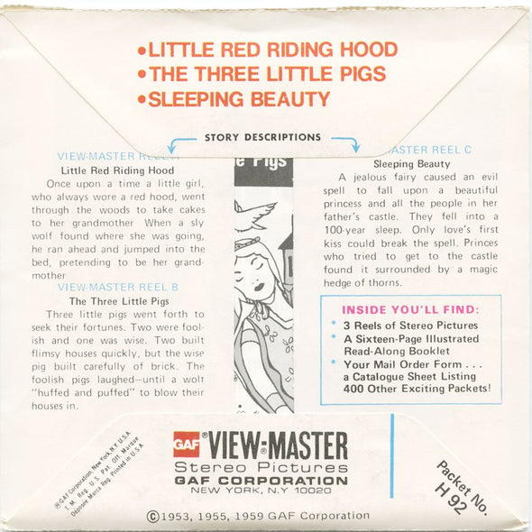 10 ANDREW - Little Red Riding Hood - View-Master 3 Reel Packet - vintage - H92-G5 Packet 3Dstereo 